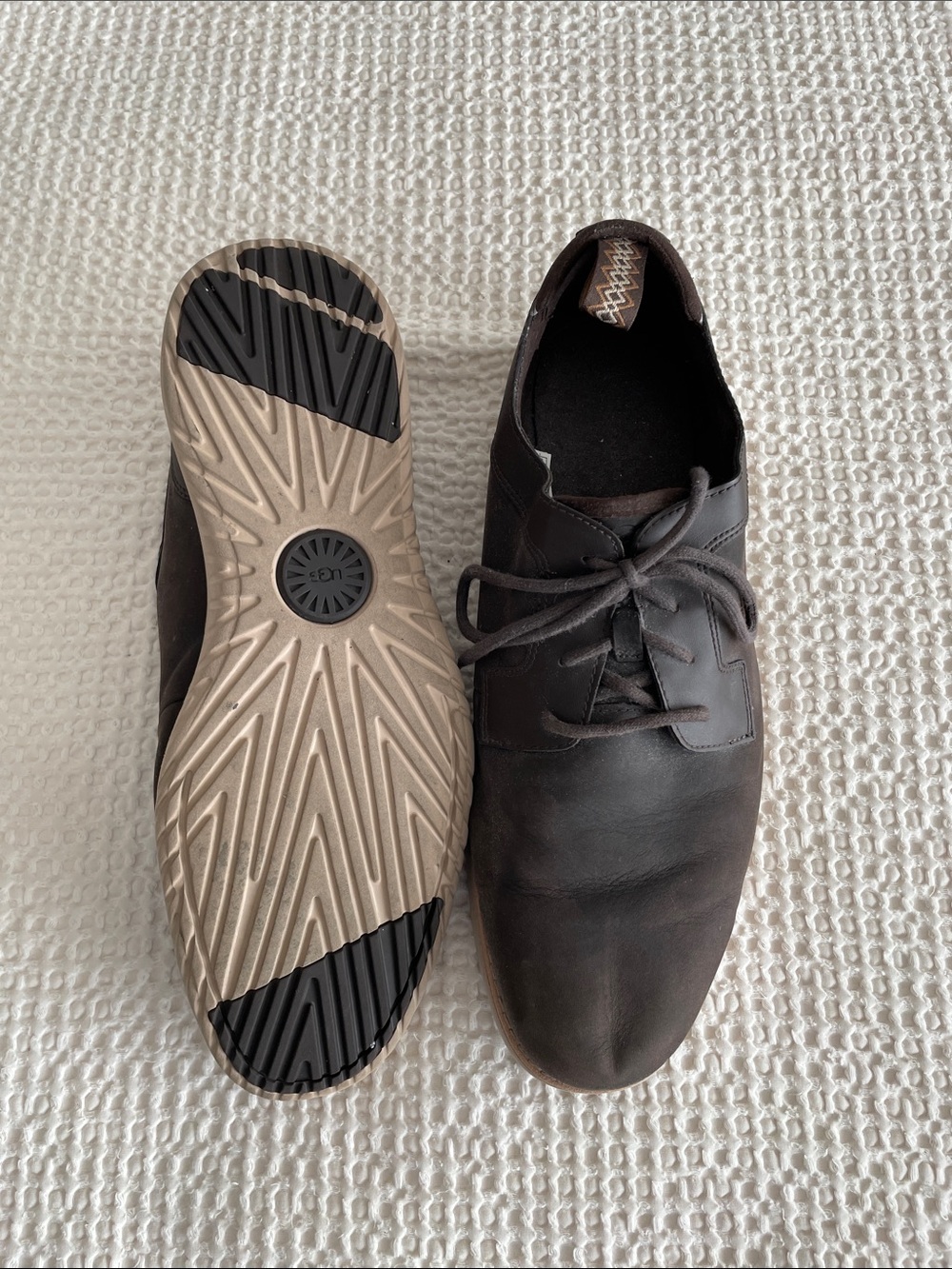 UGG Men's Dark Brown Leather Derby Lace-Up Shoes